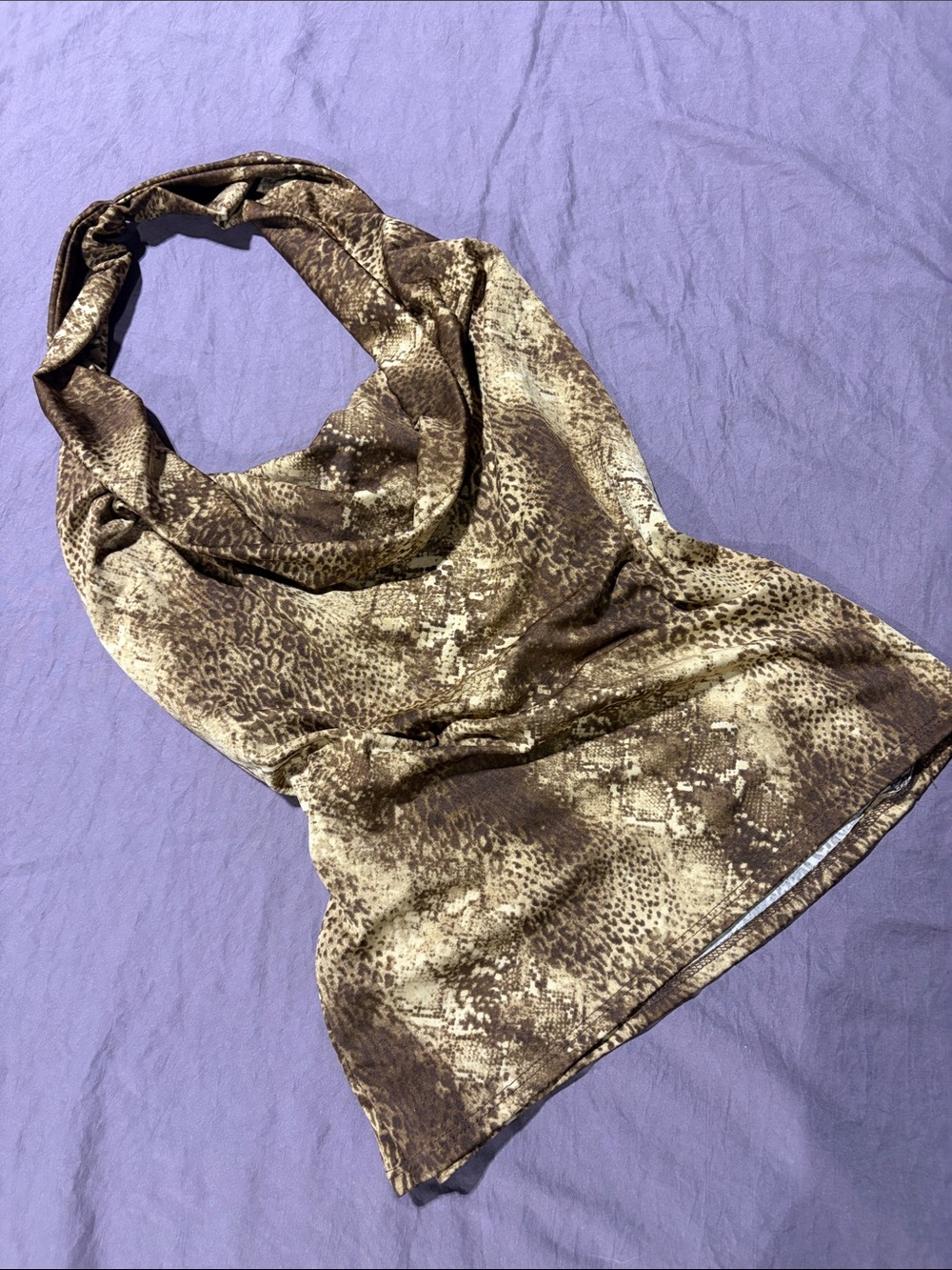 silence + noise (Urban Outfitters) Snake-Print Halter Tank Top in Brown & Cream